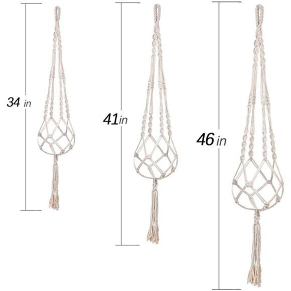 3 Pack Macrame Plant Hanger Indoor Hanging Planter for Plants Holder with Hooks - Picture 4 of 7